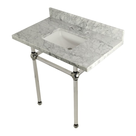 Kingston Brass 36X22 Marble Vanity Top W/ Acrylic Feet Combo, Marble/Nickel KVPB36MASQ6